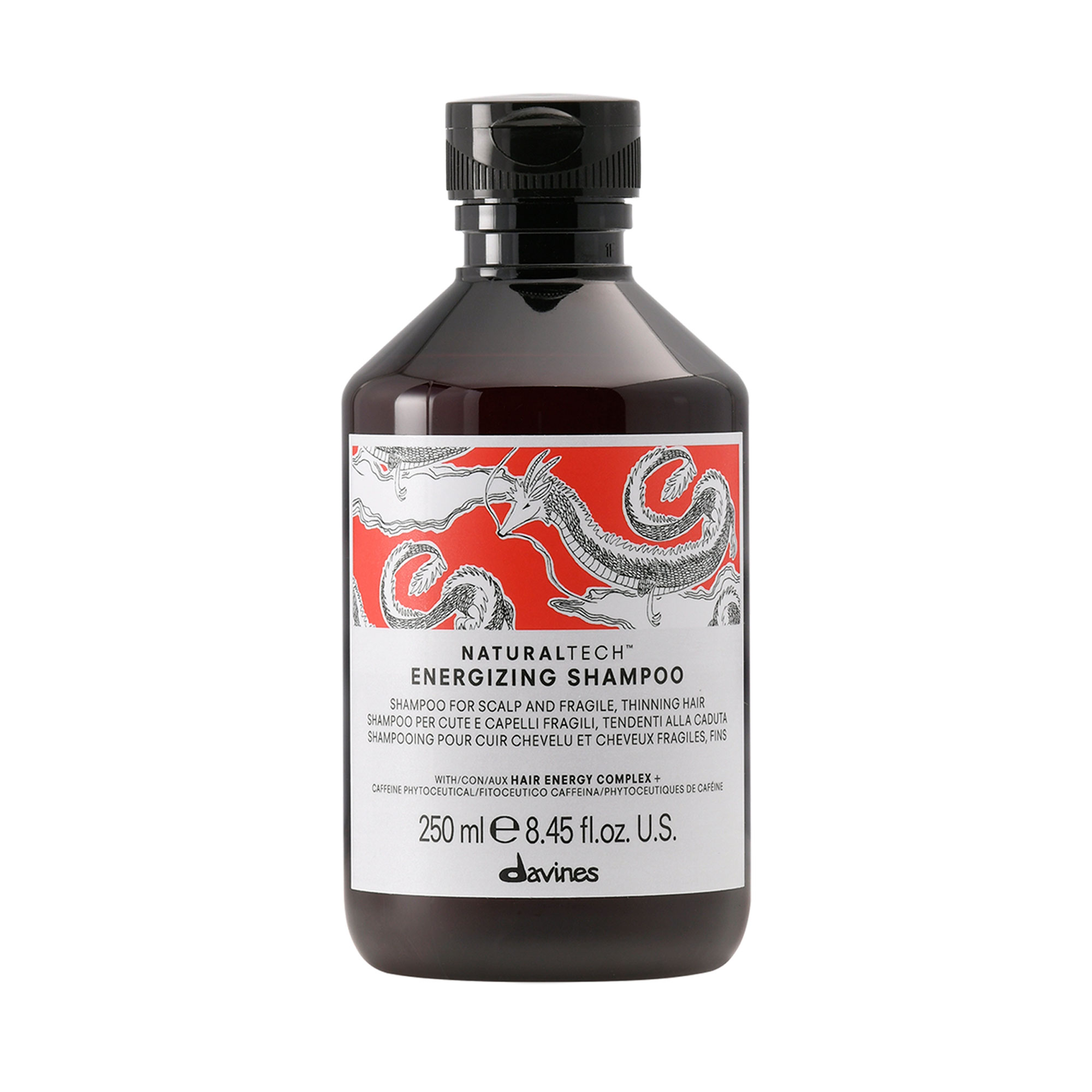 Безсульфатний енергетичний шампунь Davines Naturaltech Energizing Shampoo для ослабленої шкіри голови та волосся, схильного до випадіння, 250 мл